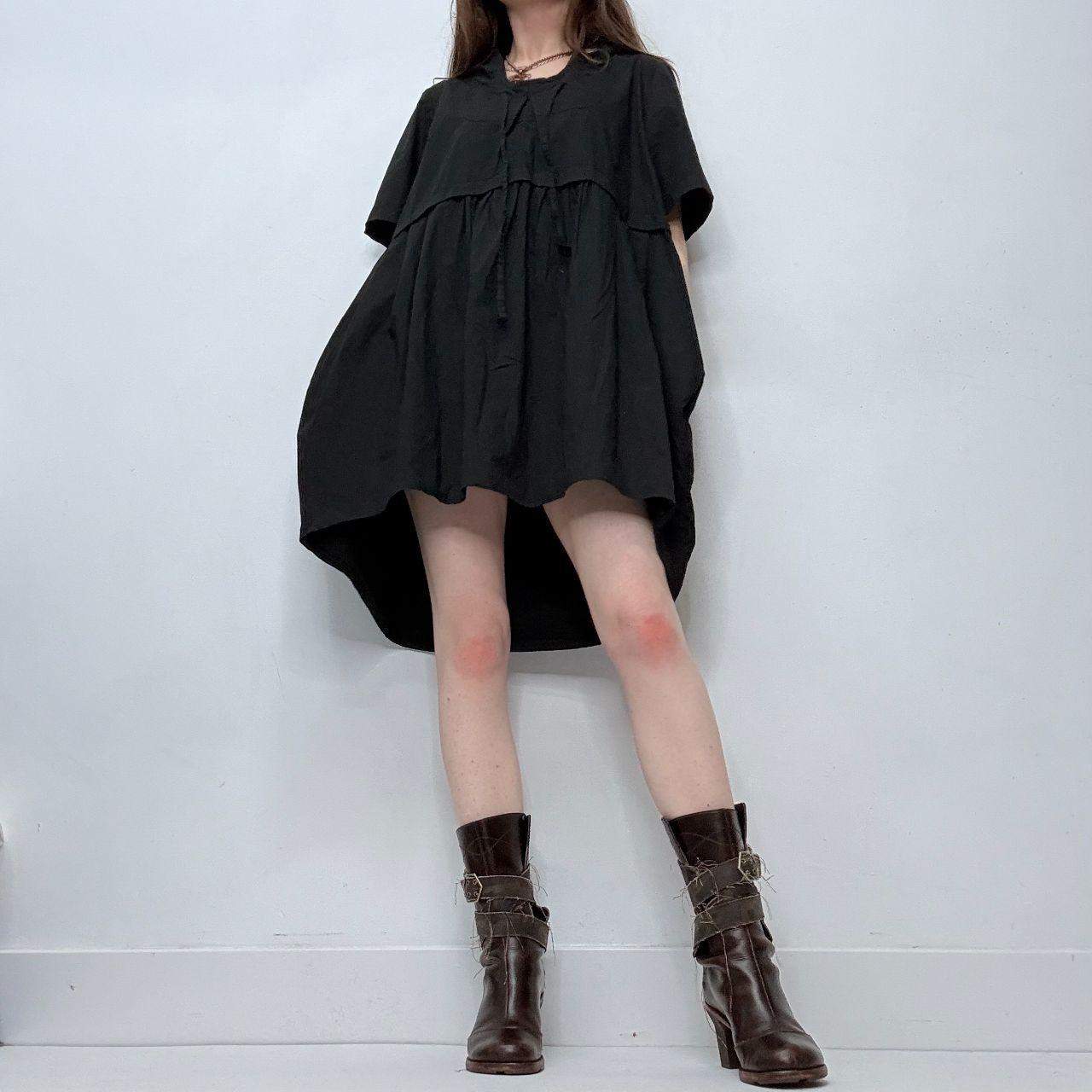 Black puff balloon mini dress