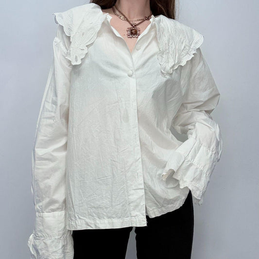 Antique white cotton lace blouse