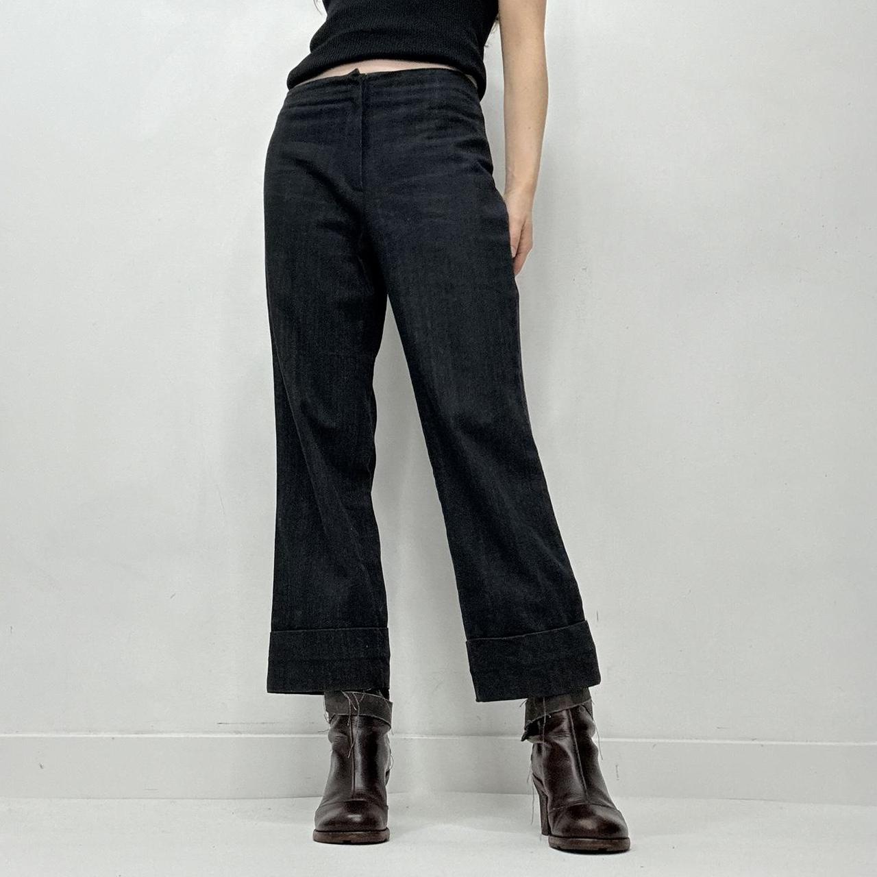 Dark navy flared wide leg minimalist trousers