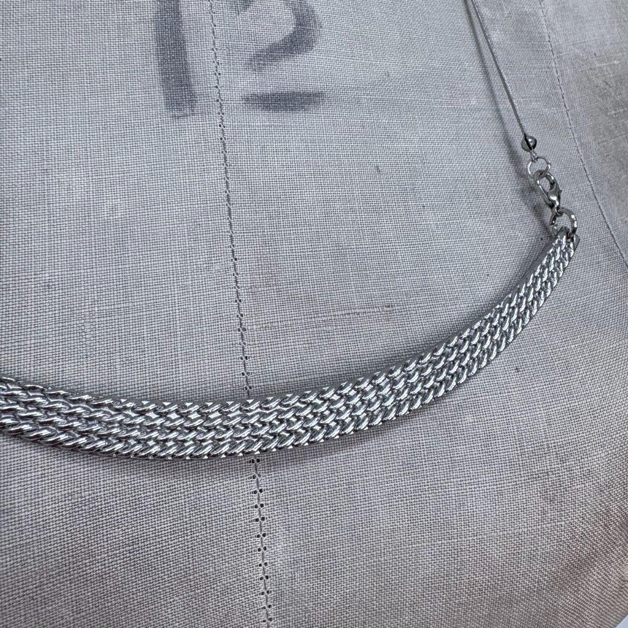 Long silver minimalist chain necklace