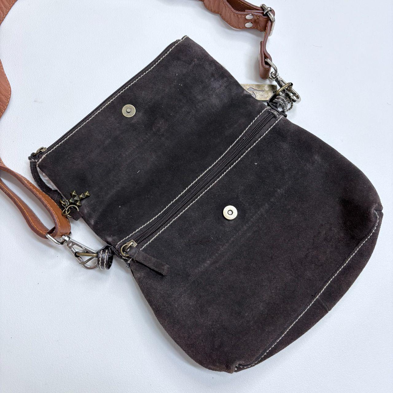 Pony hide studded cow shoulder bag