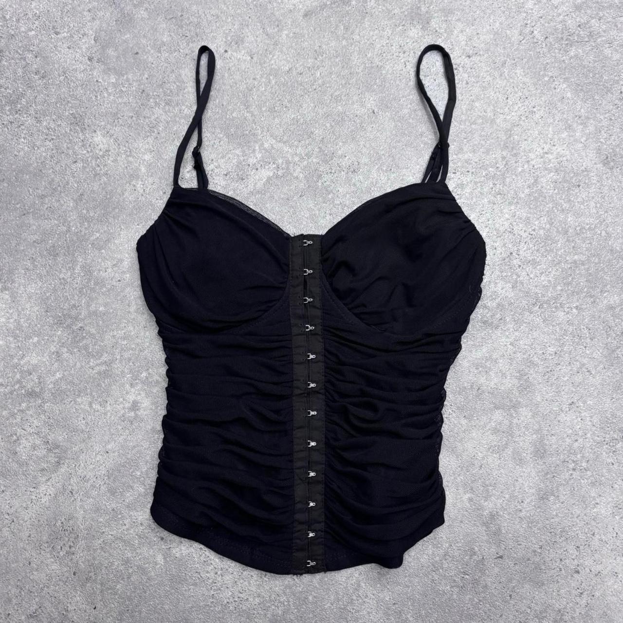 Black gathered mesh gothic vest