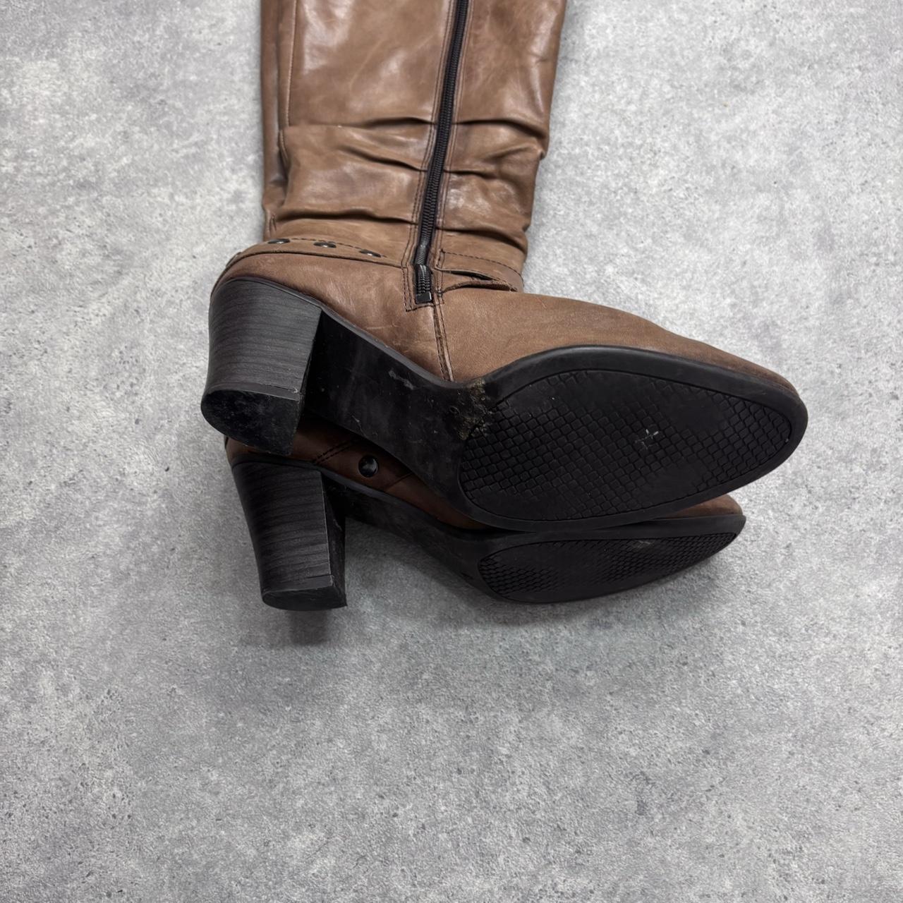 Tan leather studded boots