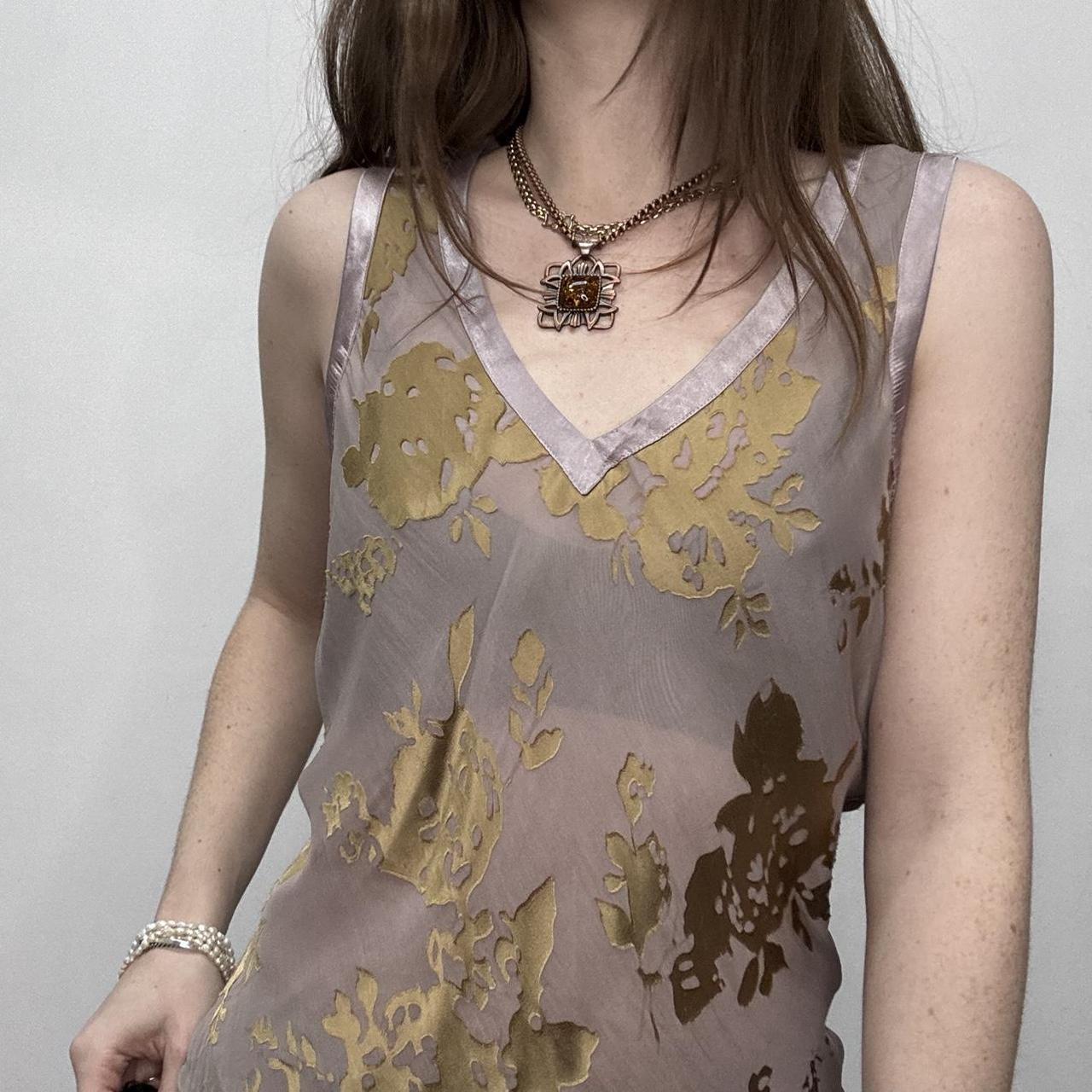 Sheer silk embossed vest