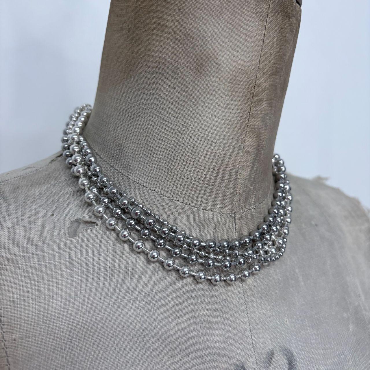 Silver ball layered chain necklace
