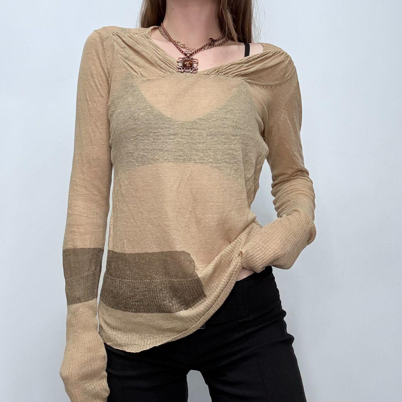 Sheer slouchy linen sheer knit top