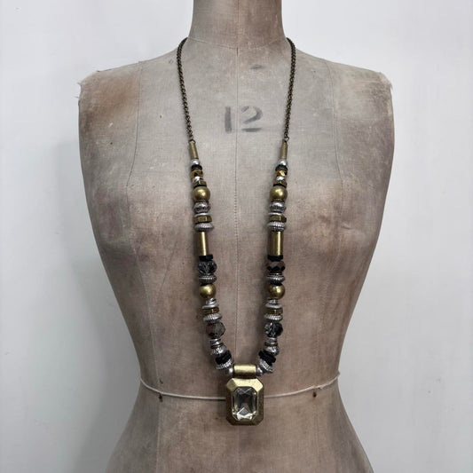 Mixed metal beaded long necklace