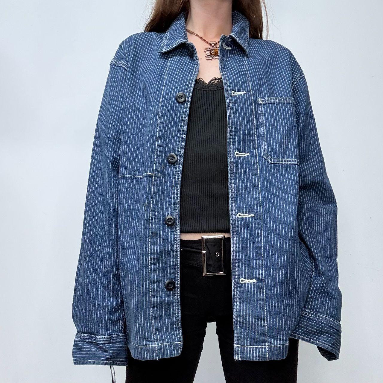Denim pinstripe chore jacket