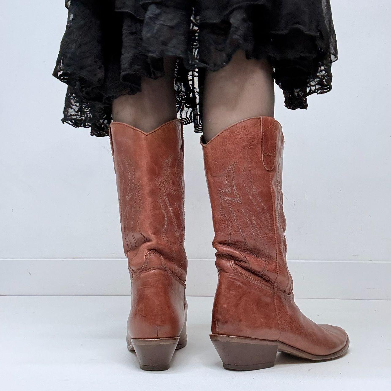 Tan leather western cowgirl boots