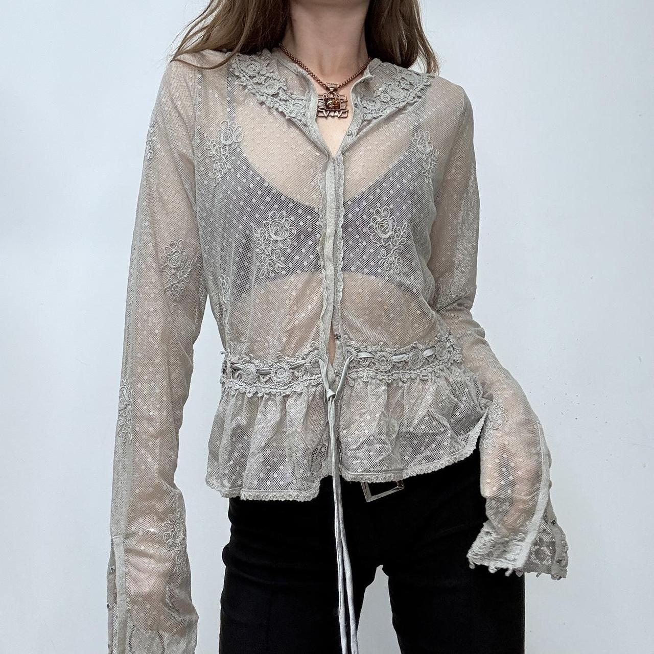 Sheer lace flared shirt