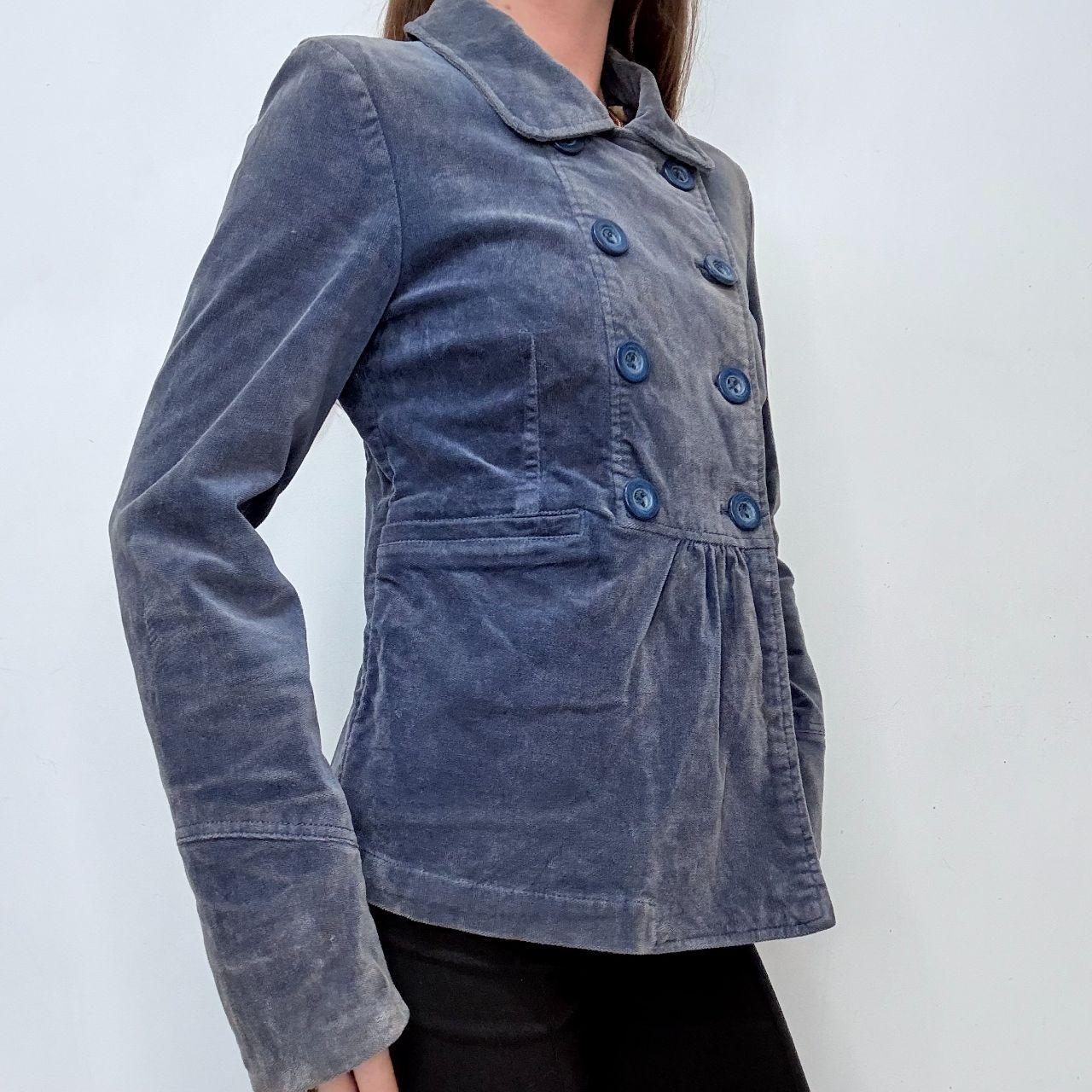 Blue velvet button peacoat