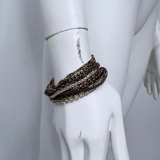 Vintage Layered zip chain bangle stack