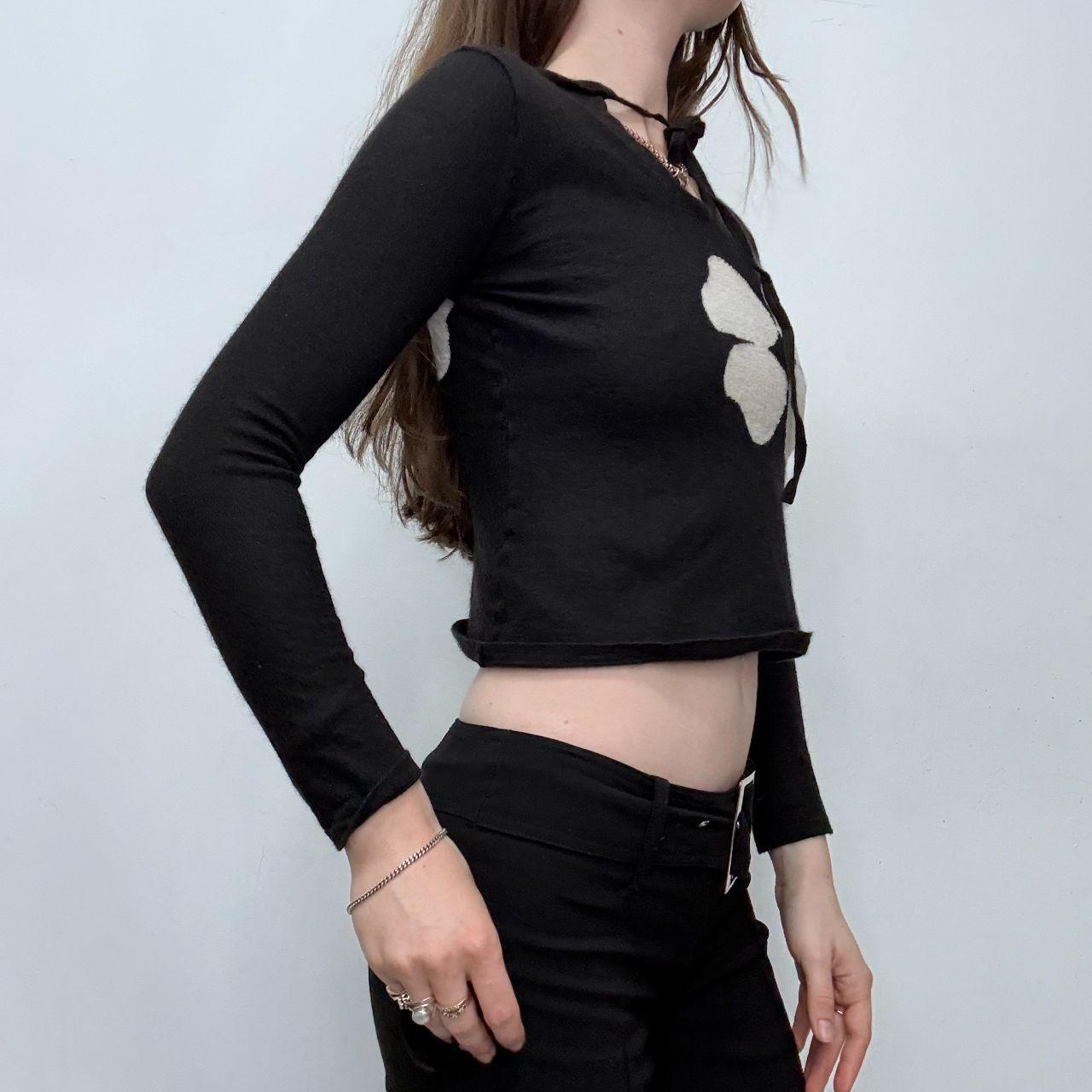 Cropped black wool boho top