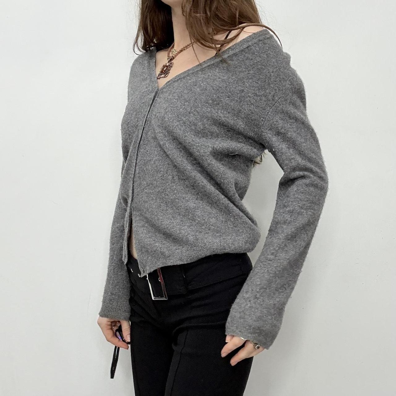 Grey wool button up slouchy cardigan