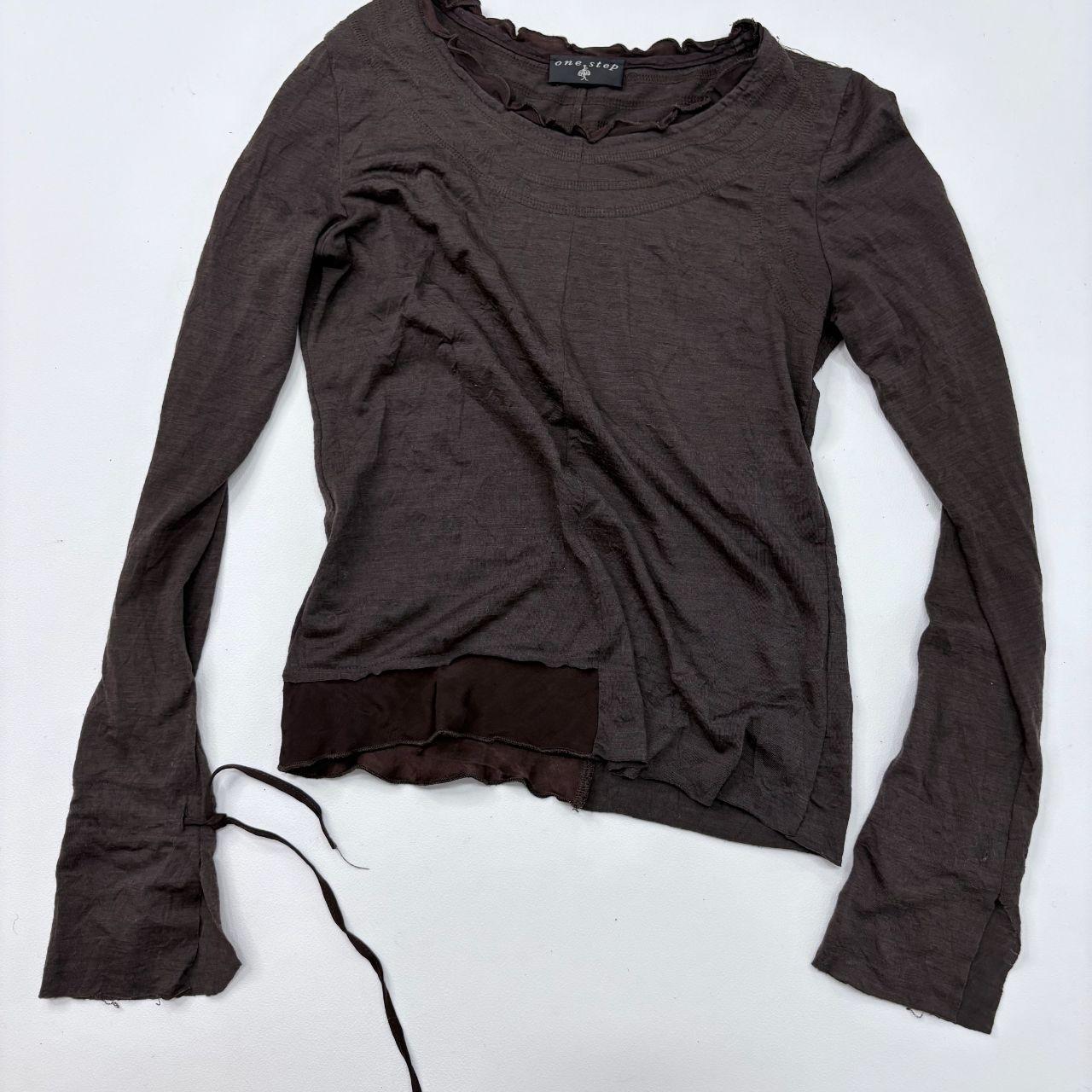 Brown asymmetric long sleeve shirt