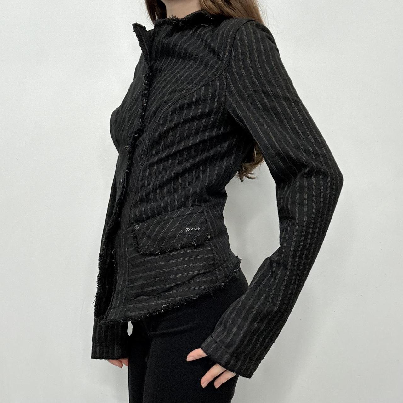 Pinstripe asymmetric fitted jacket