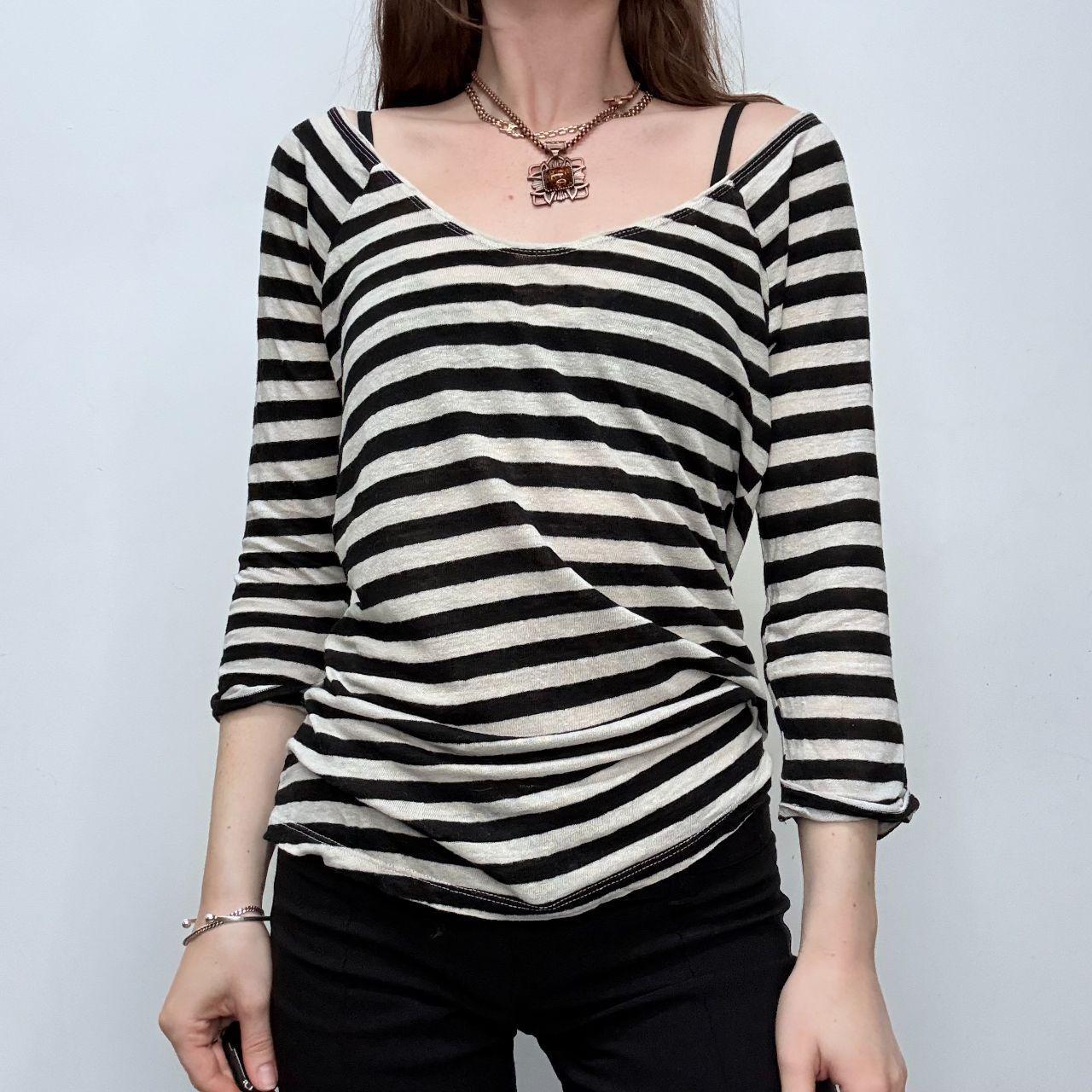 Striped slouchy wide neck t-shirt