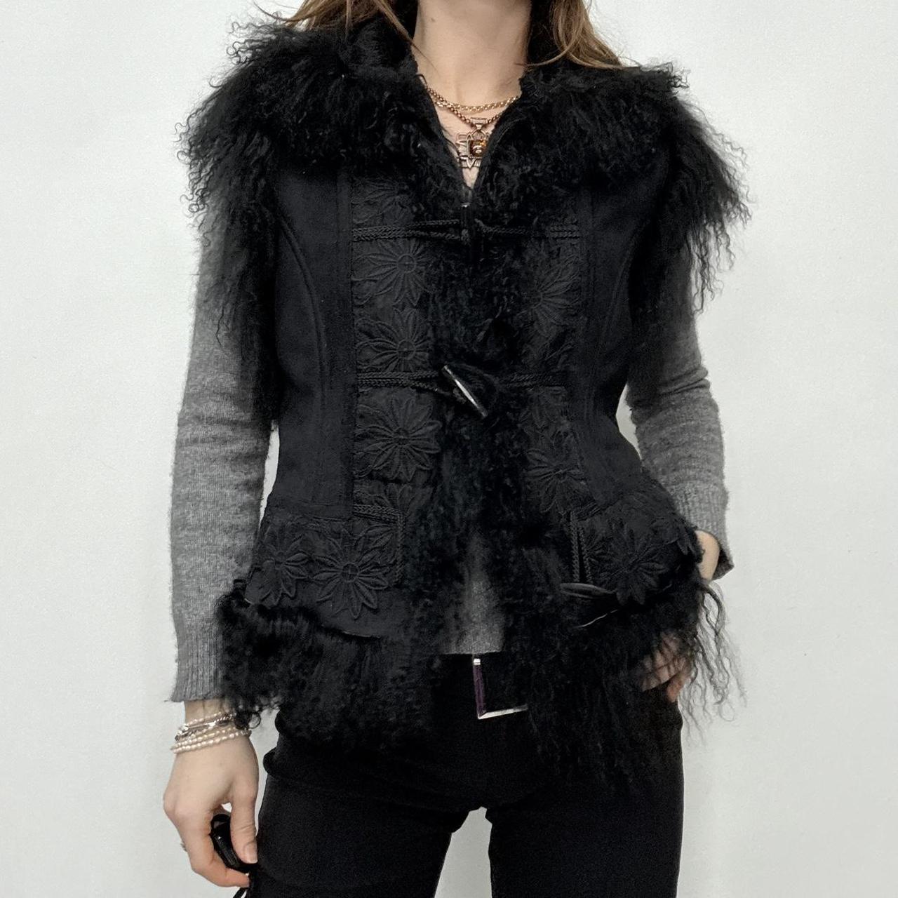 Boho Mongolian fur black vest