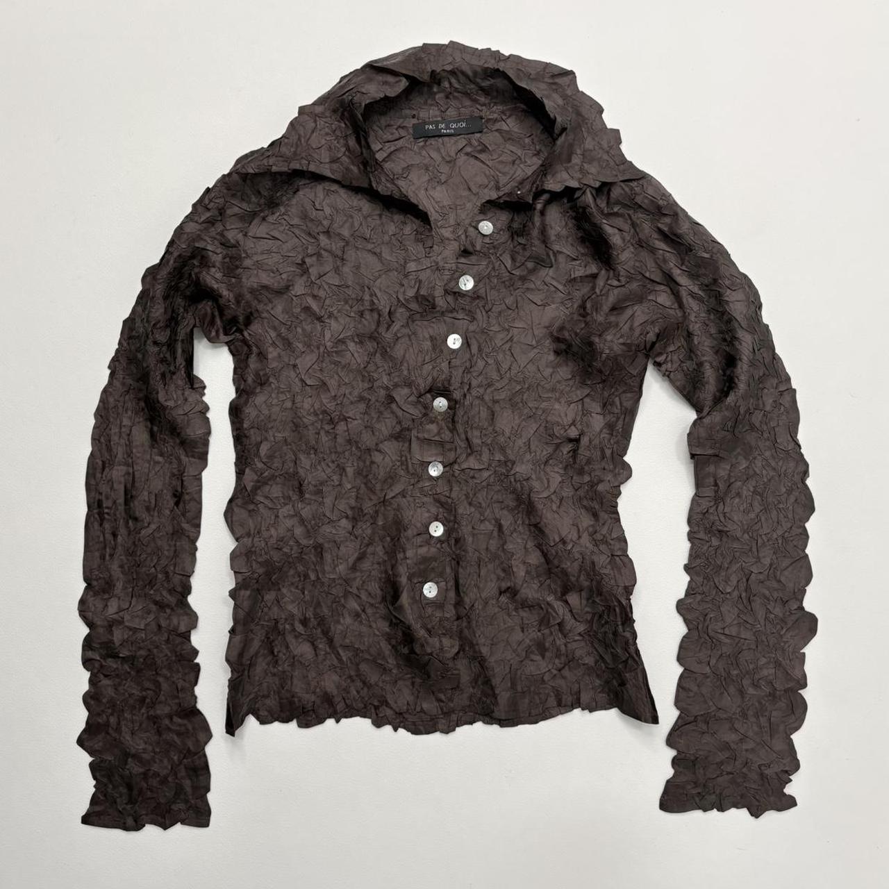 Brown textured crinkle shirt
