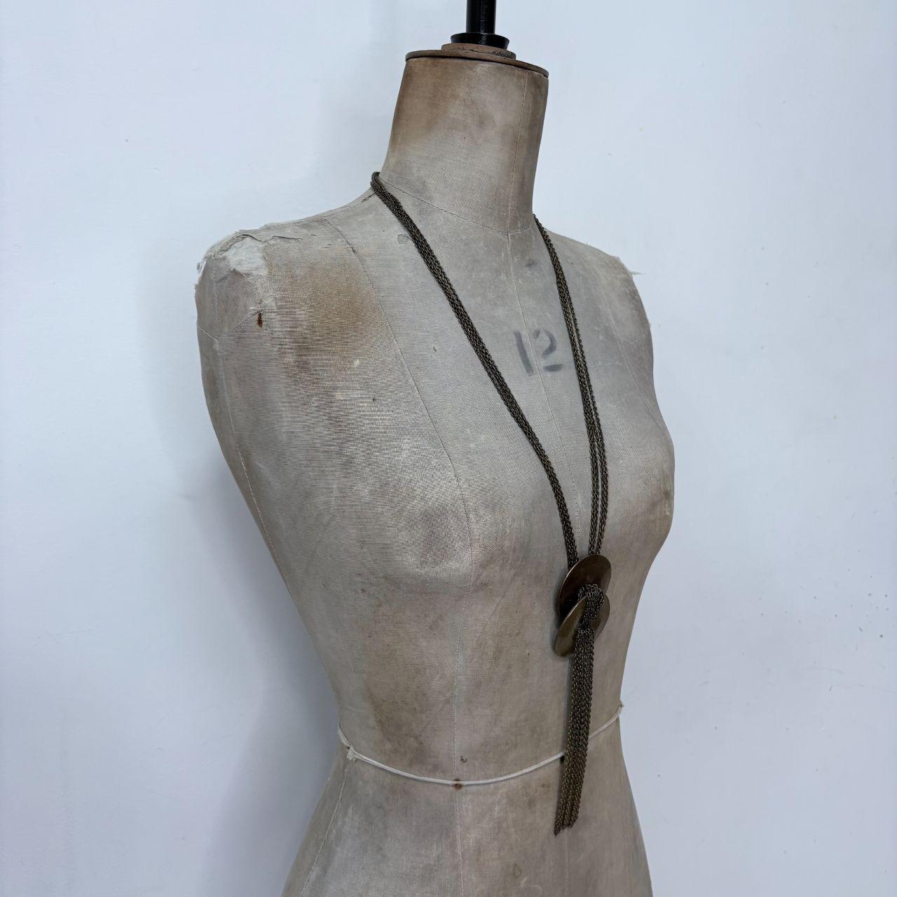 Brass long draped chain necklace