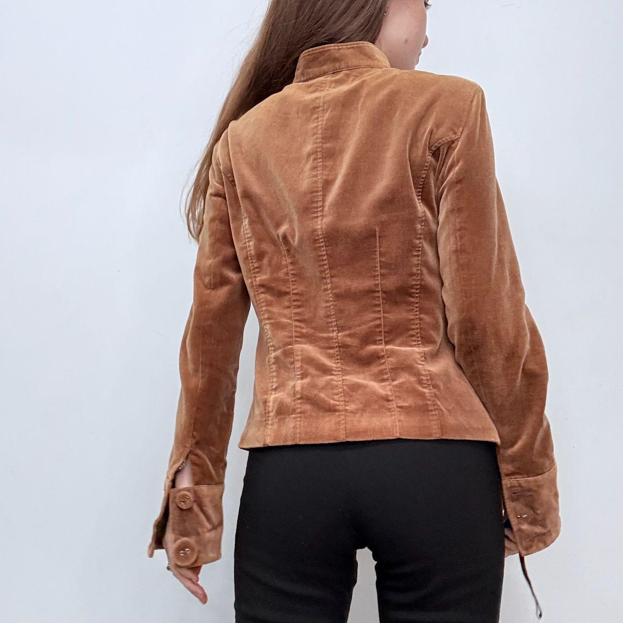 Asymmetric velvet button up flared jacket
