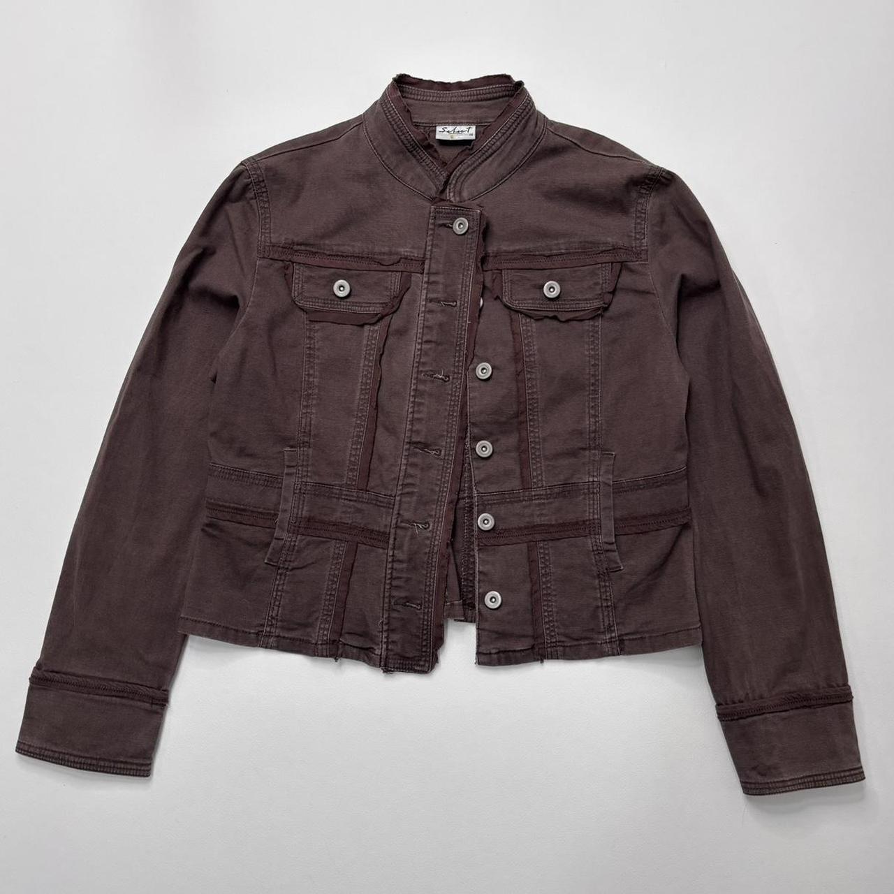 Brown boxy Lace denim jacket
