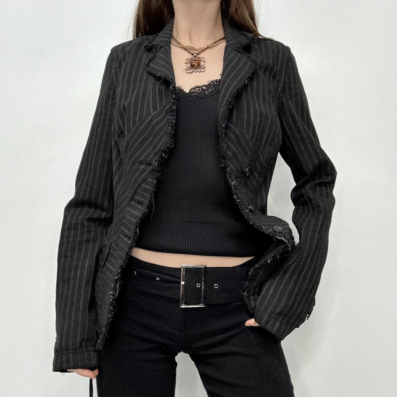 Pinstripe asymmetric fitted jacket