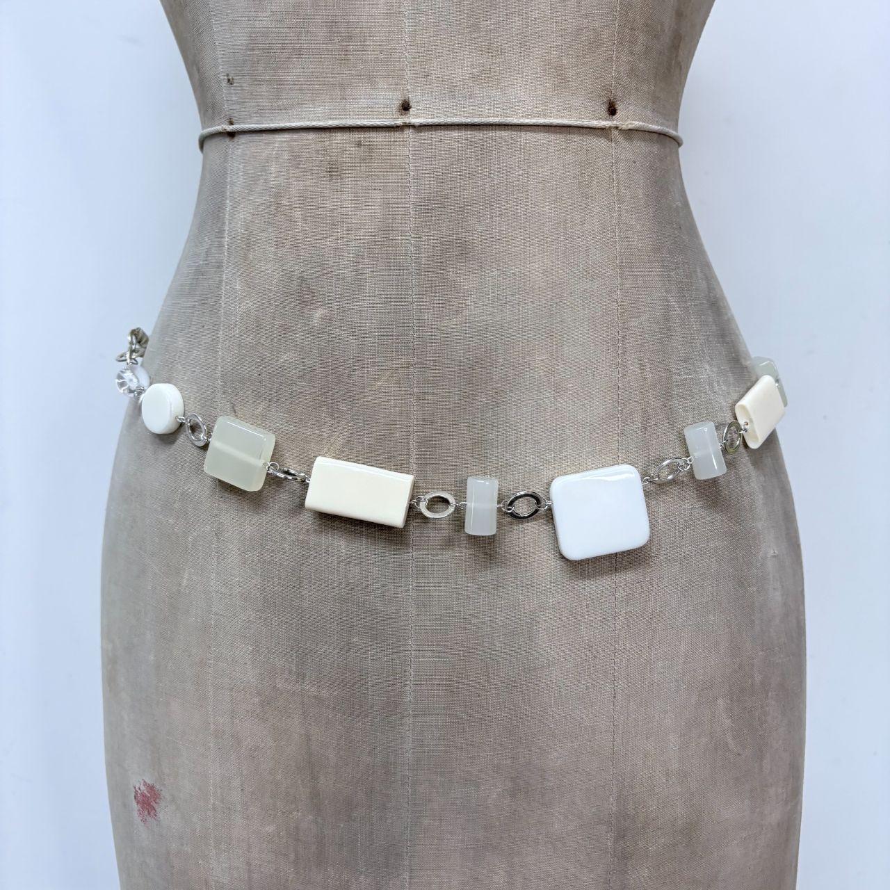 Chunky white link waist chain