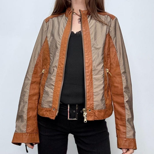 Tan flared leather jacket
