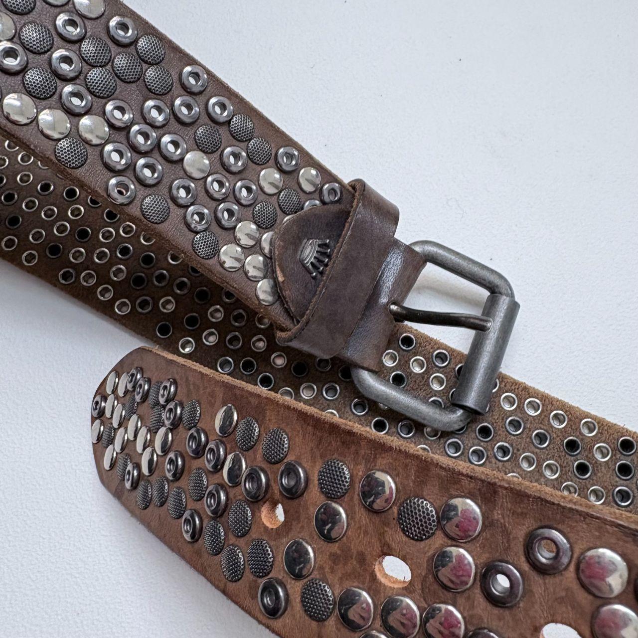 Brown leather studded grunge belt