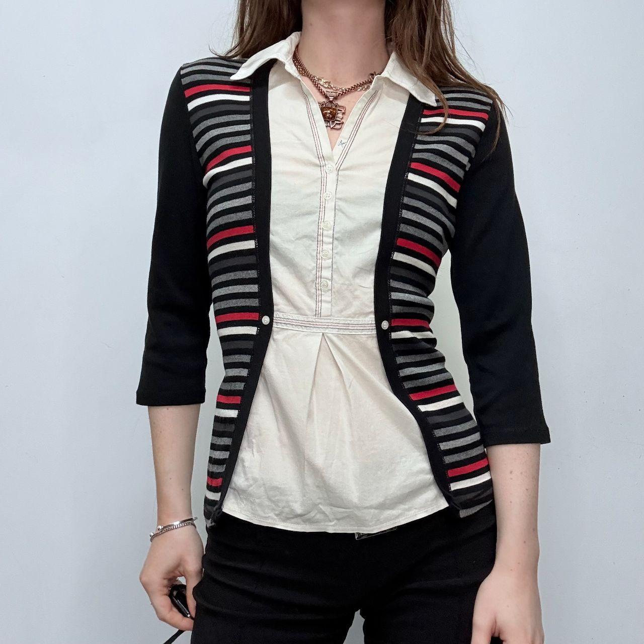 Fitted striped flare shirt