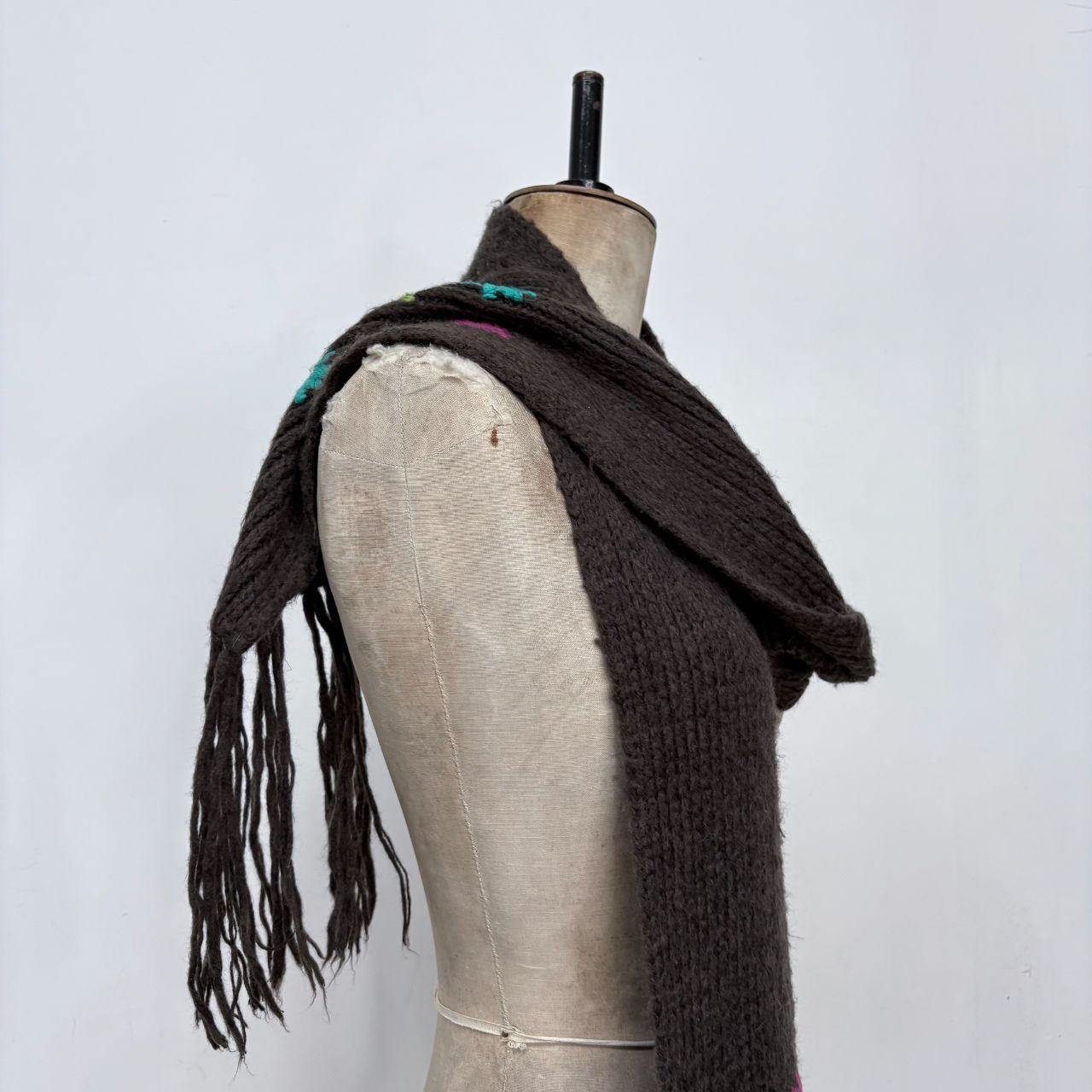 Brown flower fairy wool scarf