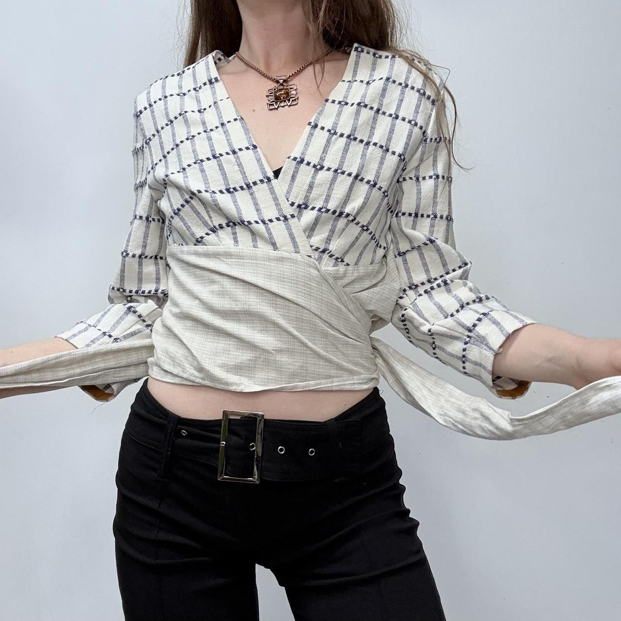 Wrap checked cotton shirt