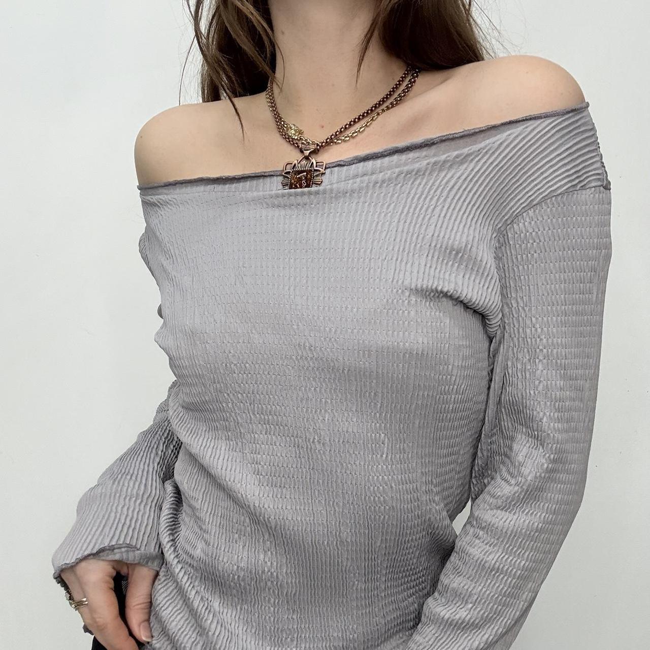 Slouchy crinkle wide neck top