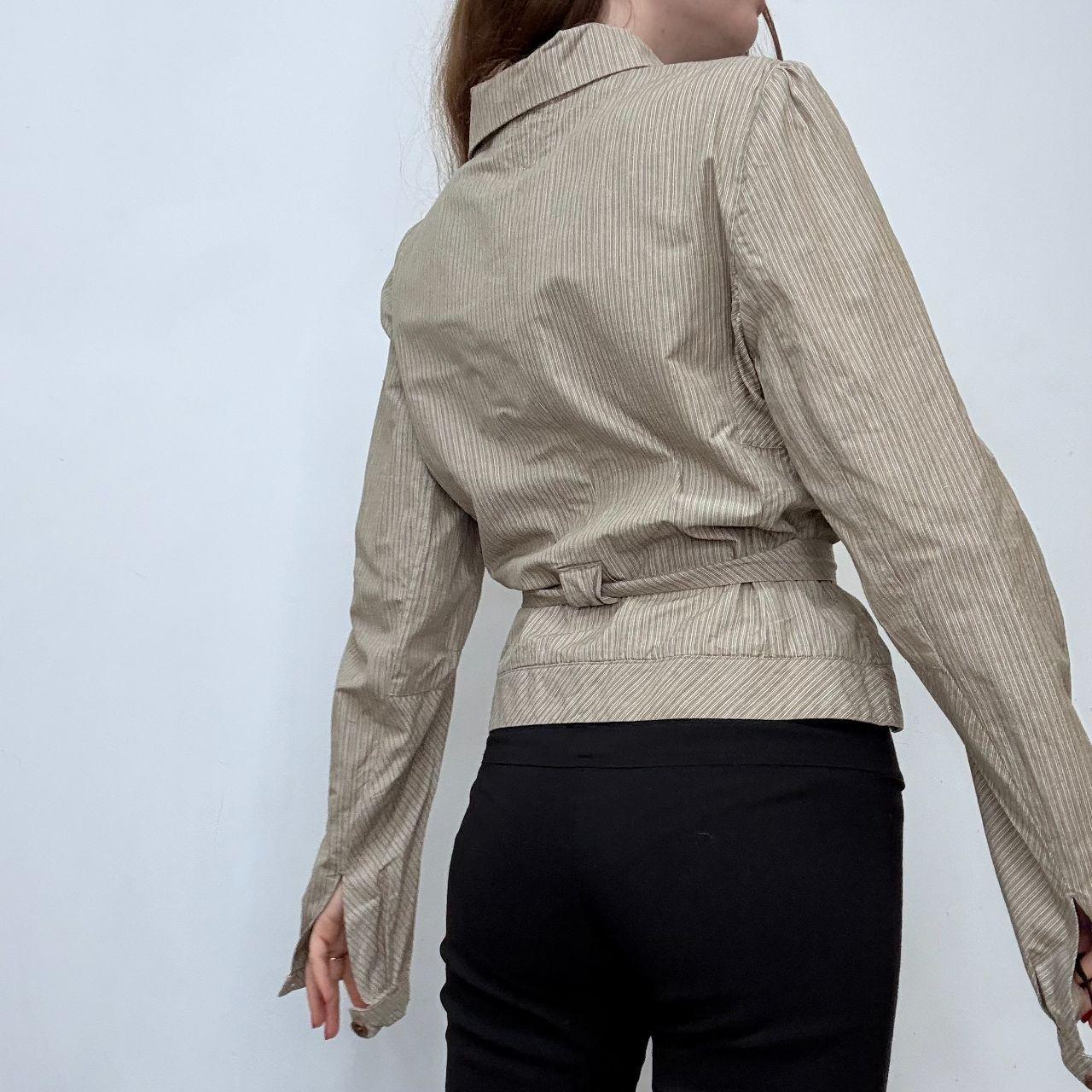 Flared pinstripe archival puff shirt