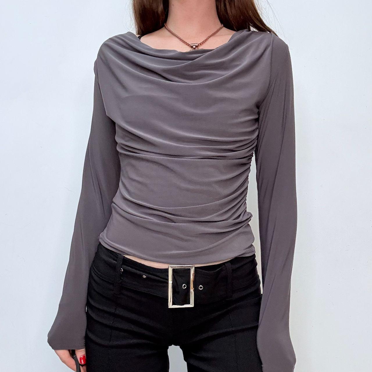 Grey draped slouchy t-shirt