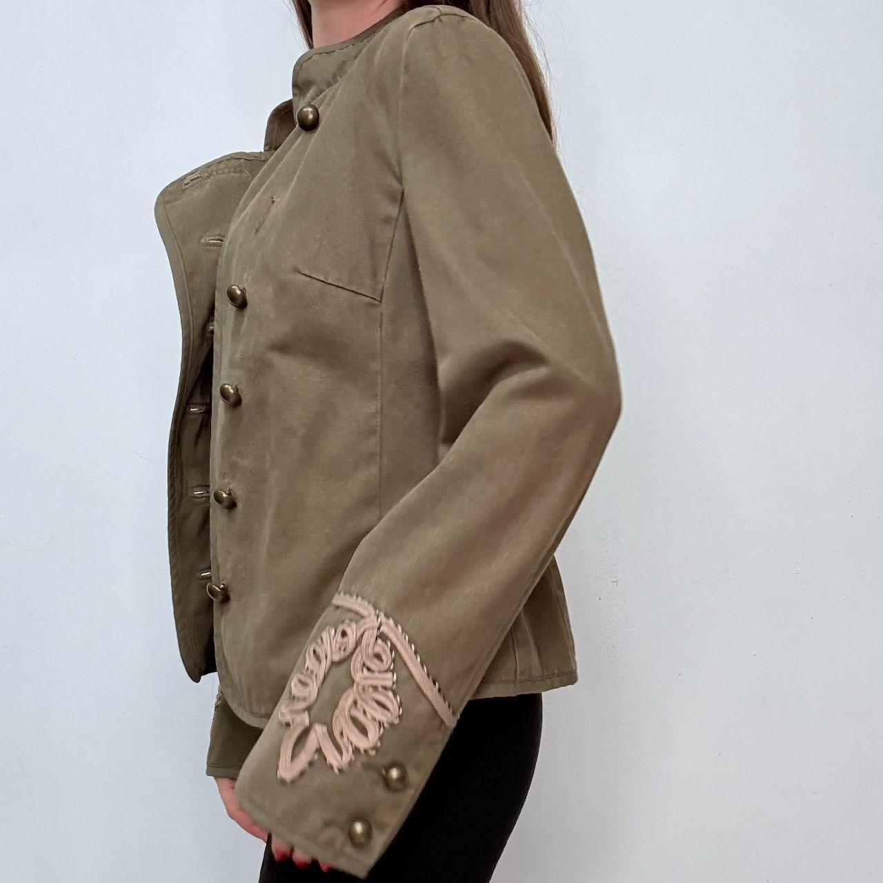 Khaki military asymmetric jacket