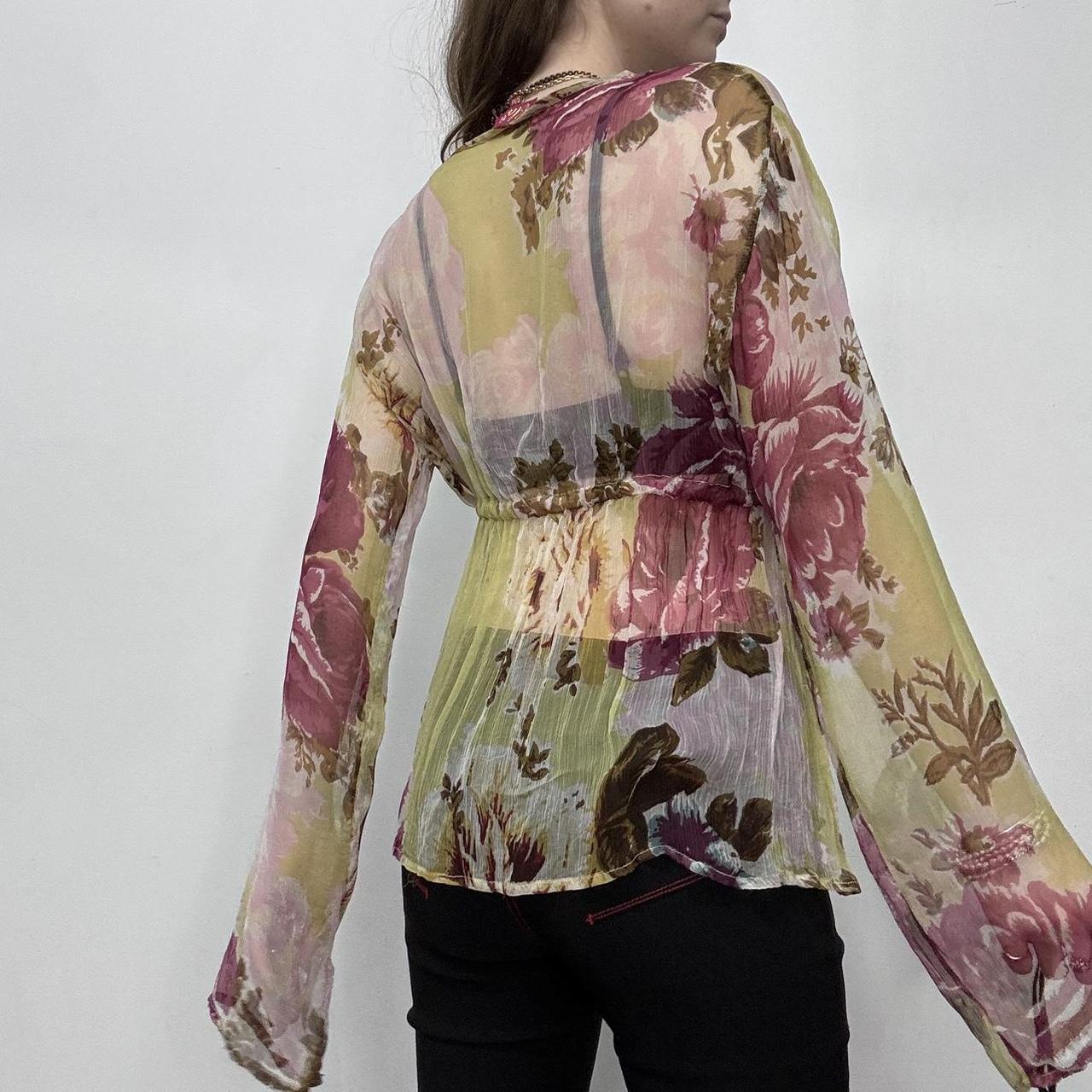 Sheer floral floaty flared shirt