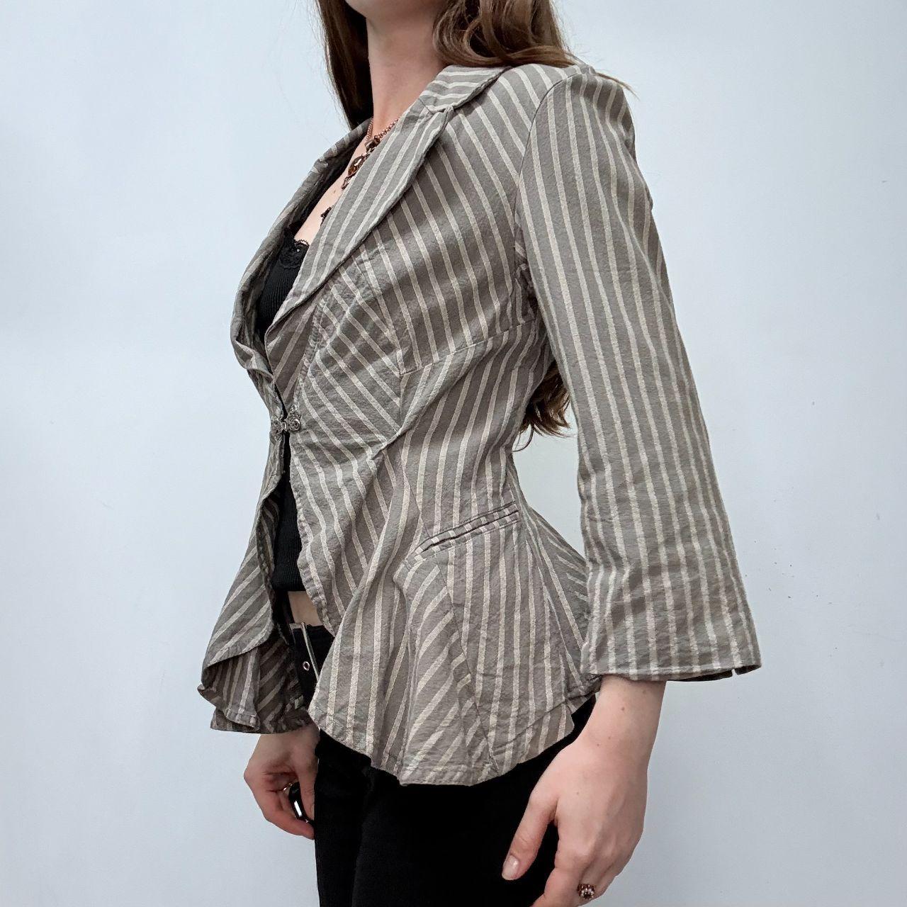 Pinstripe flared ruffle baroque jacket