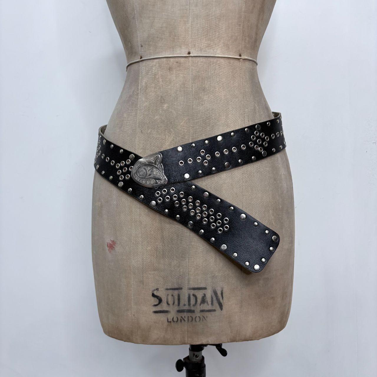 Black leather studded western belt