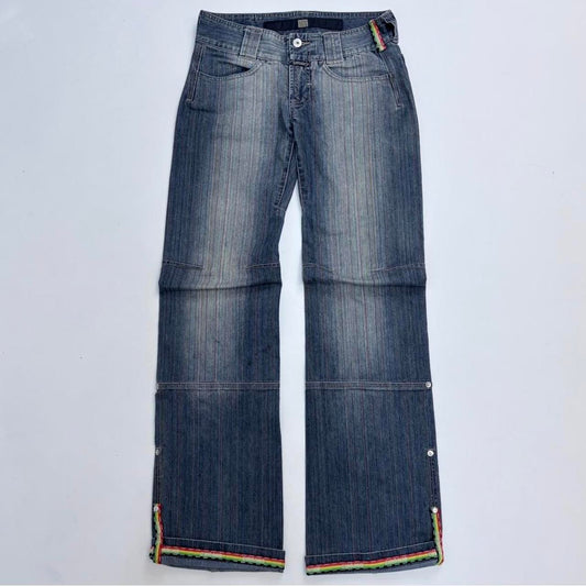 Low-rise marithe francois girbaud pinstripe jeans