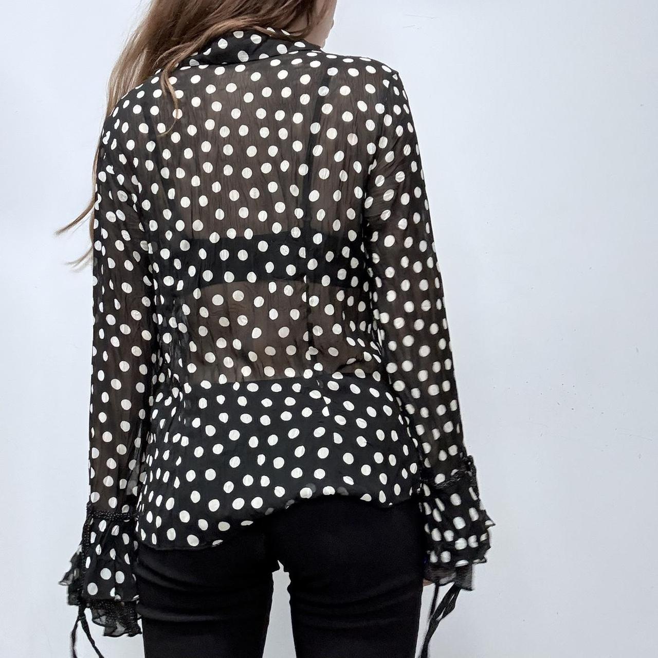 Sheer polkadot lace ruffle shirt