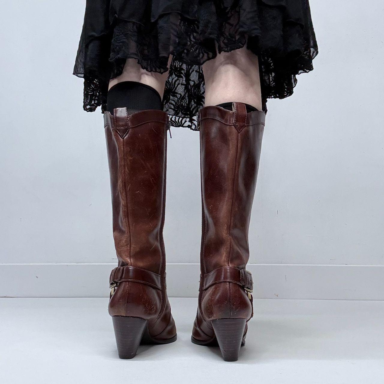 Brown leather western boots
