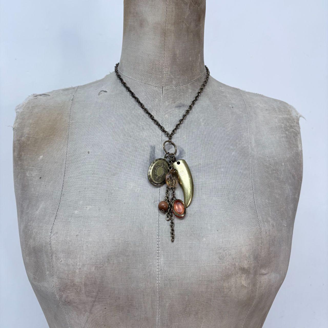 Boho hanging beaded charm necklace