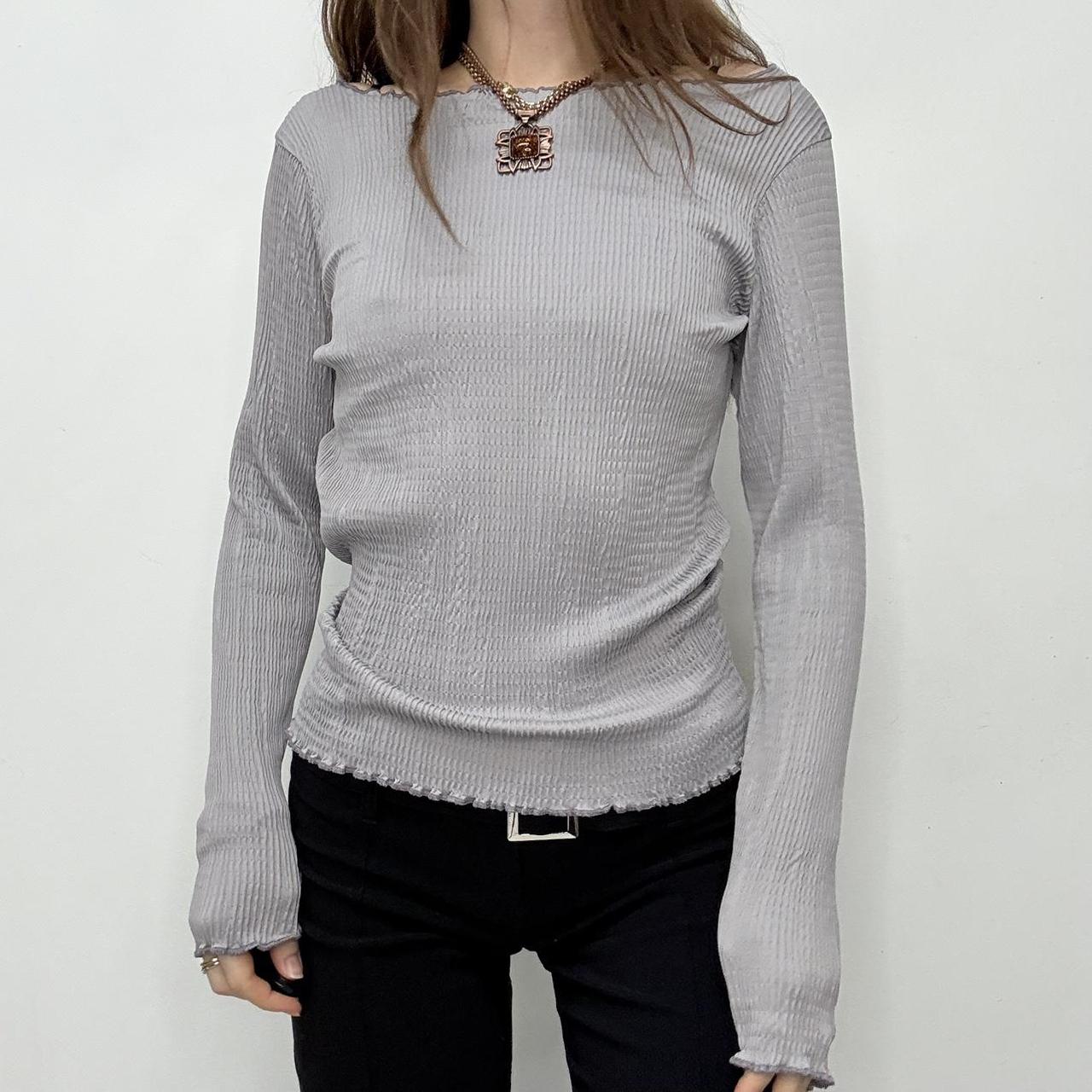 Slouchy crinkle wide neck top