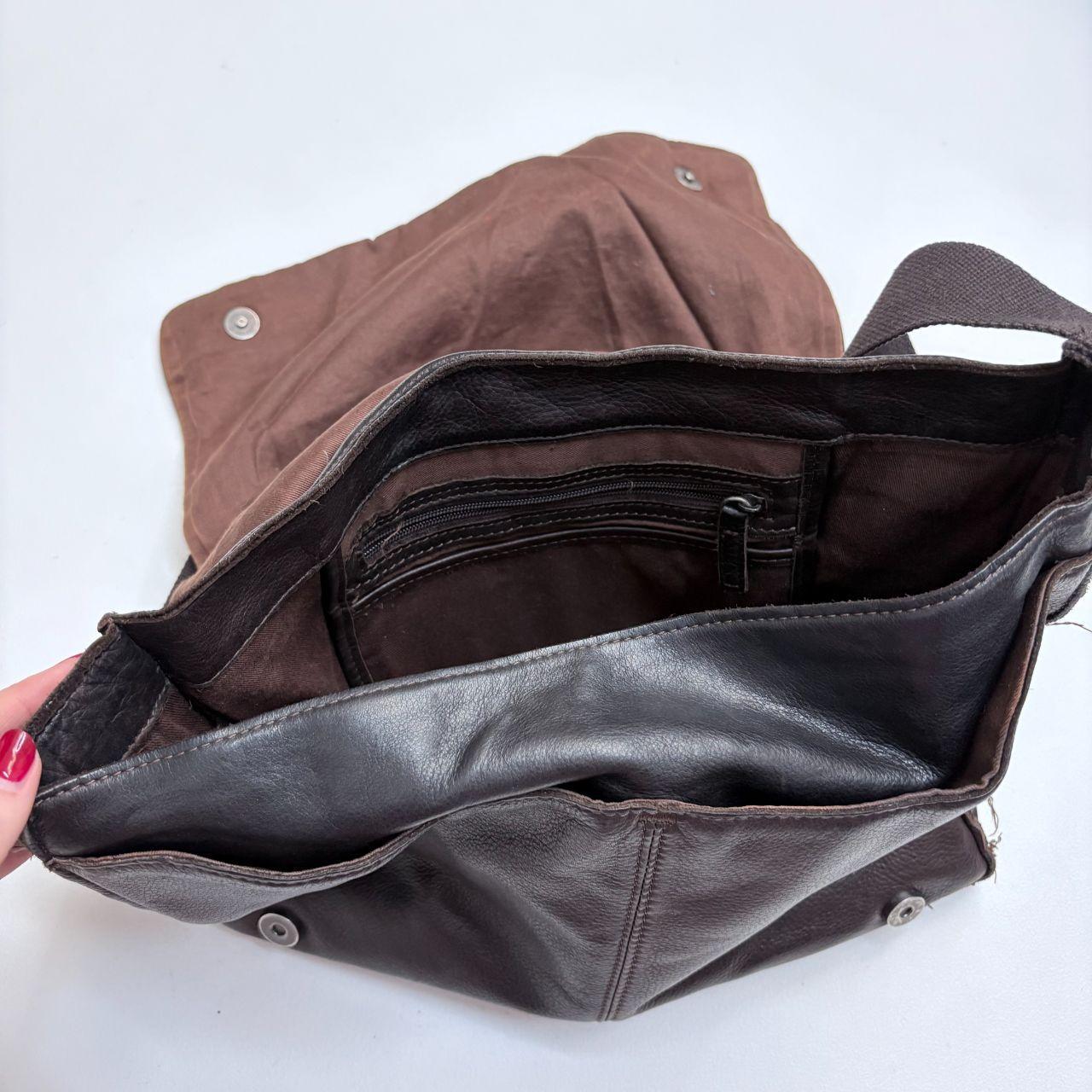 Brown leather slouchy hobo satchel bag