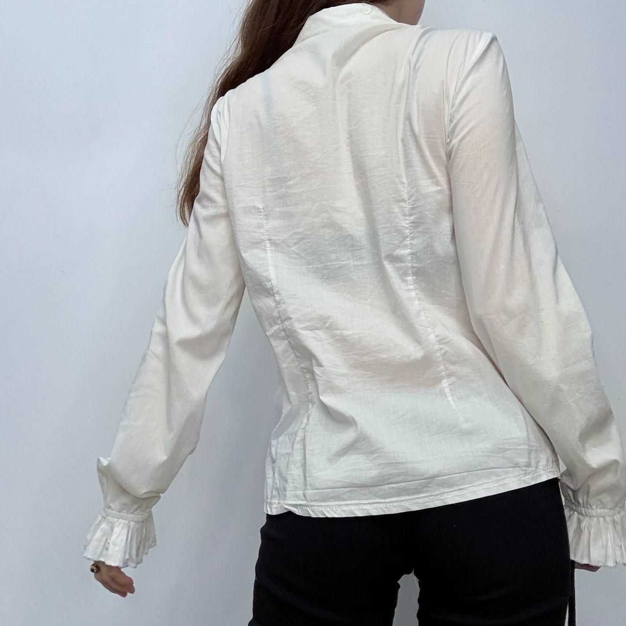 White cotton ruffle regency shirt
