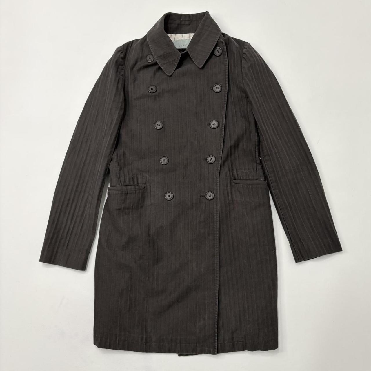 Pinstripe brown pea coat trench