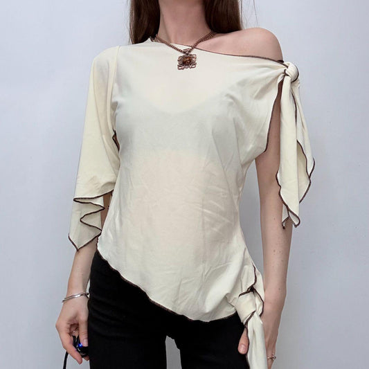 Asymmetric flutter jersey flared top