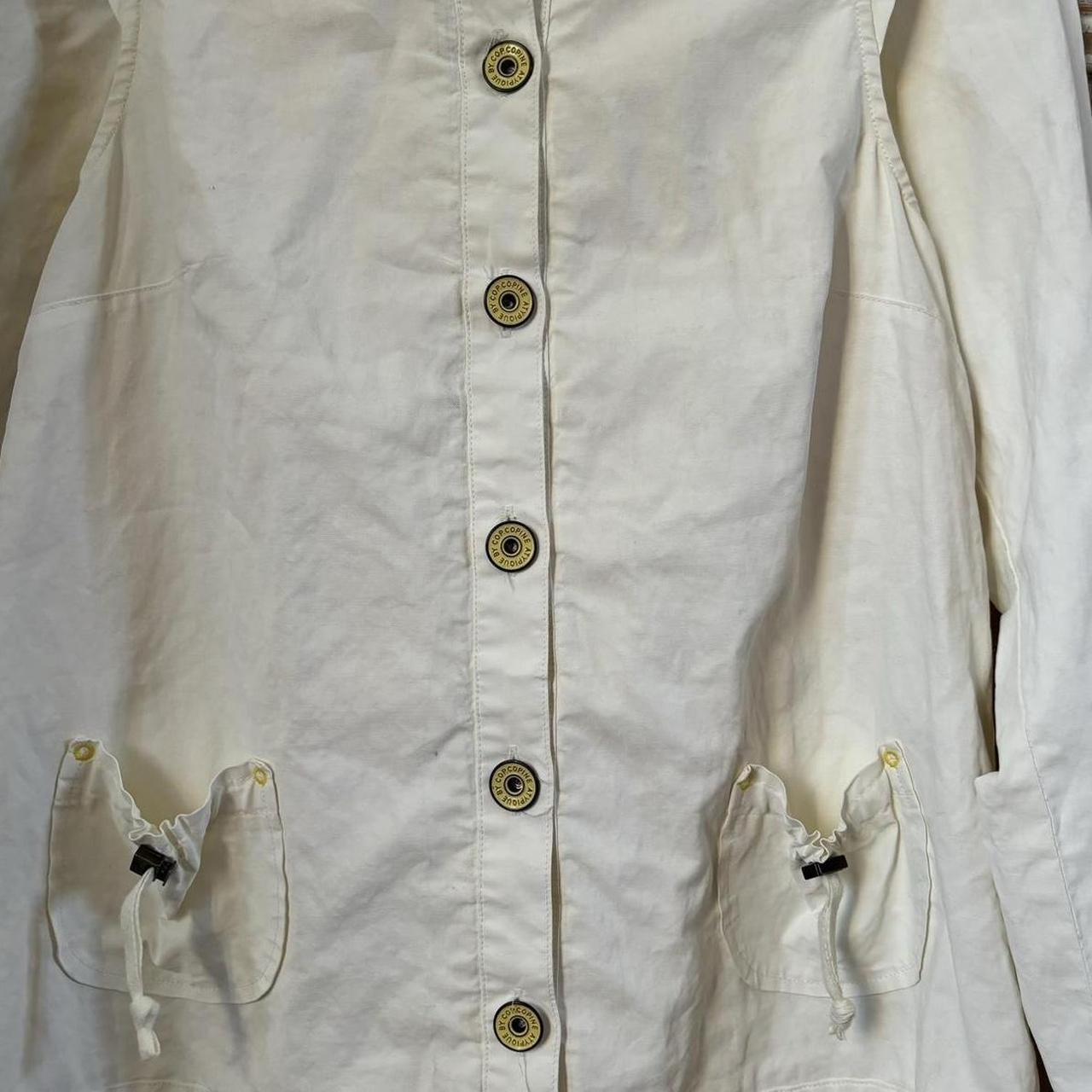 White canvas linen cargo utility jacket